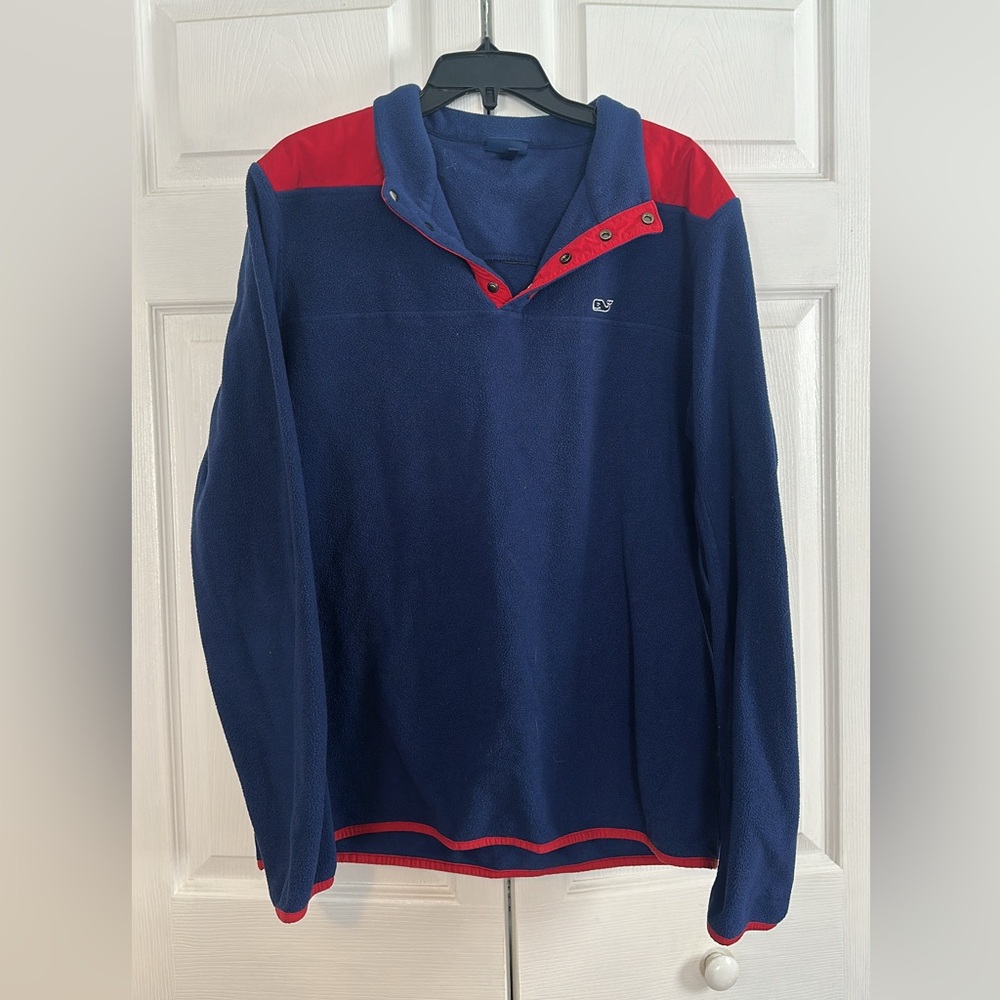 Vineyard Vines Blue and Red Fleece Pullover